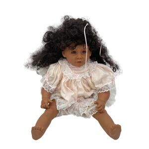 Pat Secrist Curly Haired Little Girl Preowned Baby Doll Signed Dated 1994
